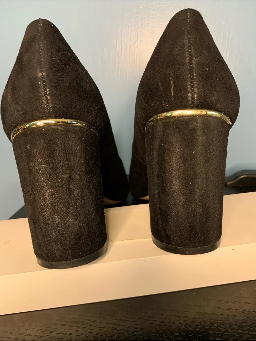 Ann Taylor Black Suede Pointed-Toe Pumps